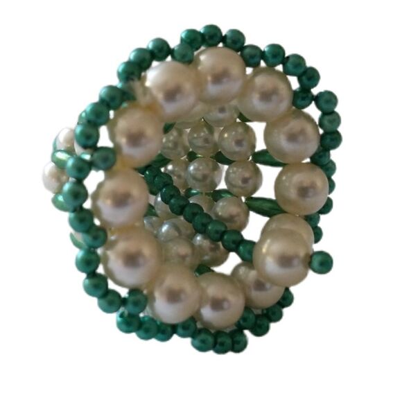 Beaded Bell Ornament Vintage Handmade Christmas Green Holiday Xmas Hand Crafted. - Picture 9 of 13